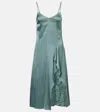 Acne Studios Feminine Slip Dress With Ruffled Slit - Size 36 In Green