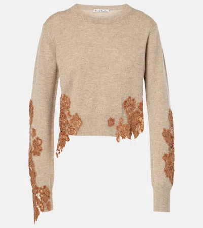 ACNE STUDIOS LACE-TRIMMED WOOL SWEATER