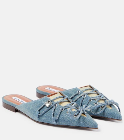 Acne Studios Lace-up Denim Mules In Light Blue