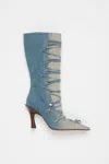 Acne Studios Blue Lace-up Heel Boots In Dusty Blue