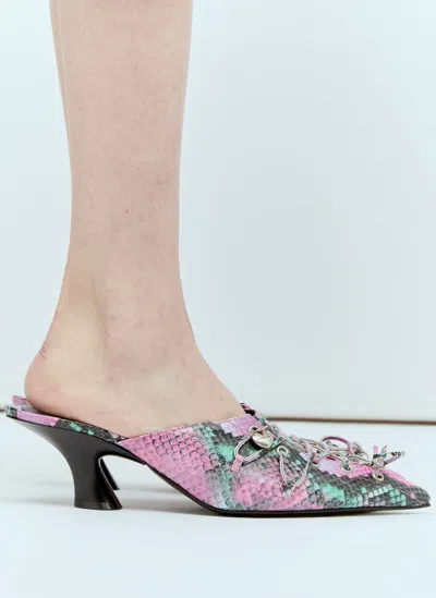 Acne Studios Multicolor Lace-up Mules In Pink