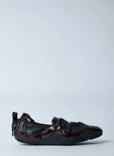 Acne Studios Lace-up Leather Flats In Brown