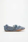 Acne Studios Bilaria Paneled Logo-print Denim Ballet Flats In Light Blue