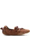 Acne Studios Leather Trimmed Paneled Suede Flats Brown In Brown