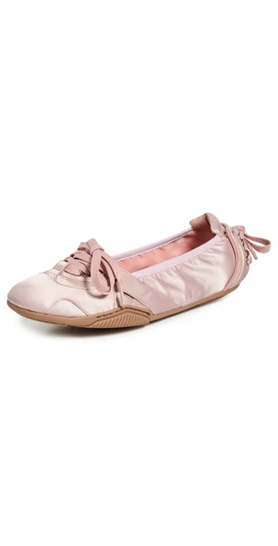 Acne Studios Bilaria Paneled Logo-print Satin Ballet Flats In Pink