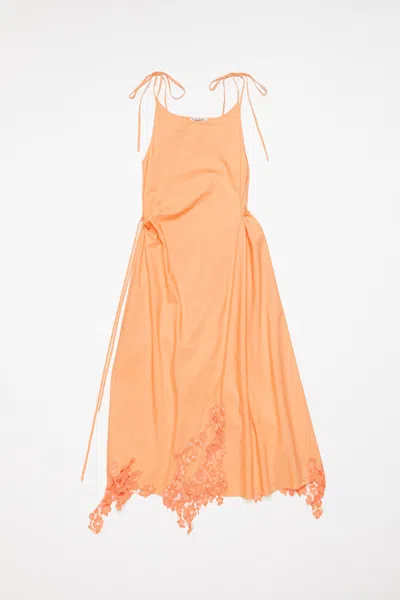 Acne Studios Daya Guipure Lace Handkerchief Hem Cotton Slipdress In Pastel Orange