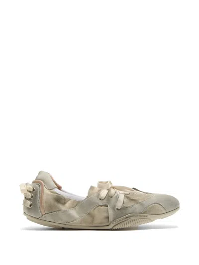 Acne Studios Laced Leather Sneakers In Gray
