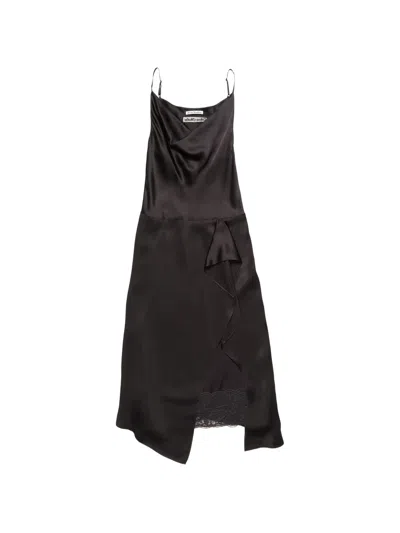 Acne Studios Lace-trimmed Ruffled Midi Dress In Brown
