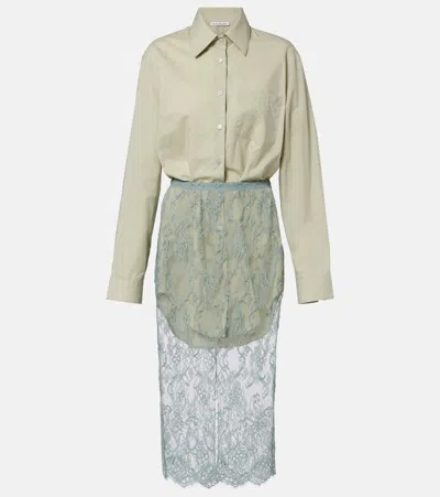 Acne Studios Lace-trimmed Shirt Dress In Gray