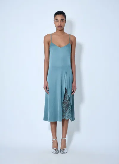 Acne Studios Lace-trimmed Slip Dress In Green