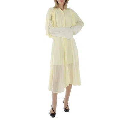 Acne Studios Ladies Pale Yellow Layered Long Sleeve Dress