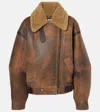 Acne Studios Lakota Shearling Biker Jacket Brown In Brown
