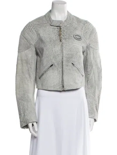 Pre-owned Acne Studios Lamb Leather Animal Print Evening Jacket W/ Tags In Gray