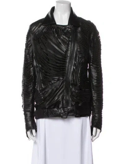 Pre-owned Acne Studios Lamb Leather Biker Jacket In Black