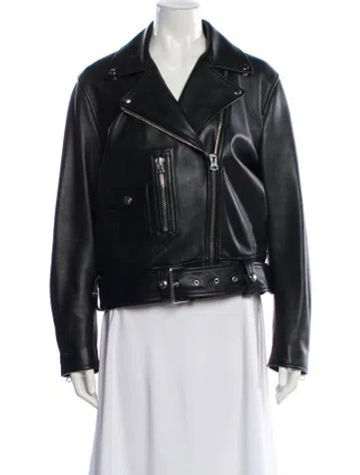 Pre-owned Acne Studios Lamb Leather Biker Jacket In Black