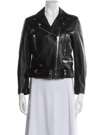 Pre-owned Acne Studios Lamb Leather Biker Jacket In Black