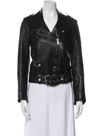 Pre-owned Acne Studios Lamb Leather Biker Jacket In Black