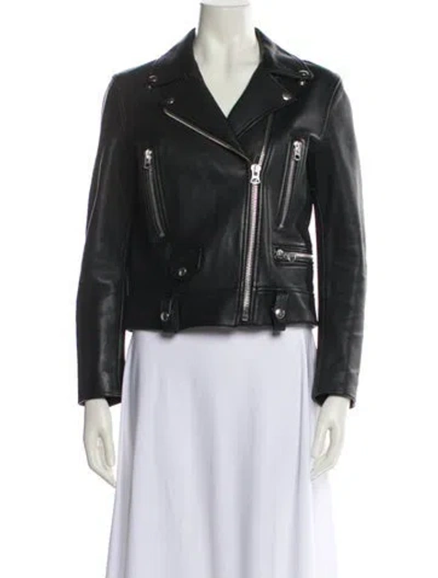 Pre-owned Acne Studios Lamb Leather Biker Jacket In Black