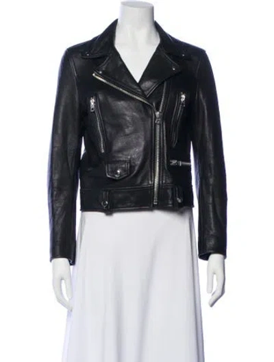 Pre-owned Acne Studios Lamb Leather Biker Jacket In Black