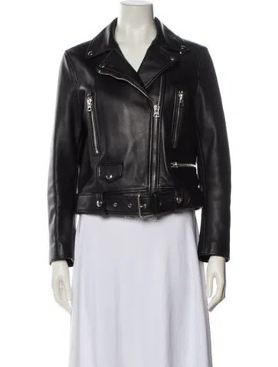 Pre-owned Acne Studios Lamb Leather Biker Jacket In Black