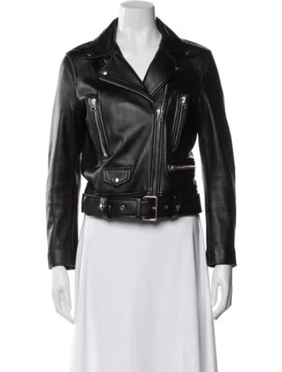 Pre-owned Acne Studios Lamb Leather Biker Jacket In Black
