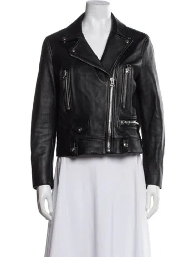 Pre-owned Acne Studios Lamb Leather Biker Jacket In Black
