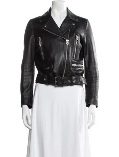 Pre-owned Acne Studios Lamb Leather Biker Jacket In Black