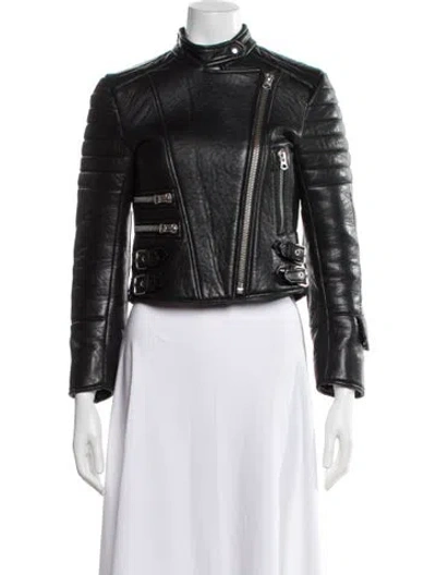Pre-owned Acne Studios Lamb Leather Biker Jacket In Black