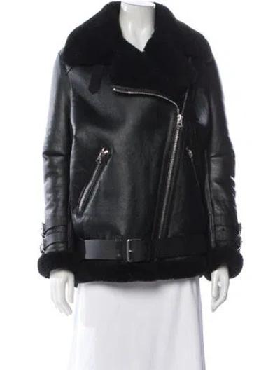 Pre-owned Acne Studios Lamb Leather Biker Jacket In Black
