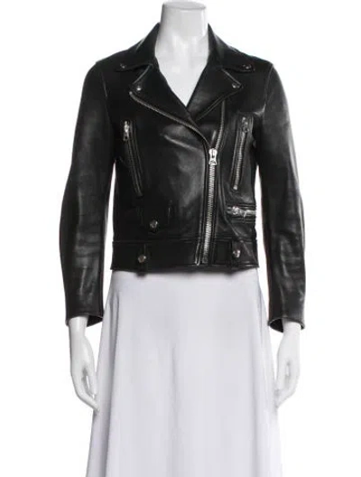 Pre-owned Acne Studios Lamb Leather Biker Jacket In Black