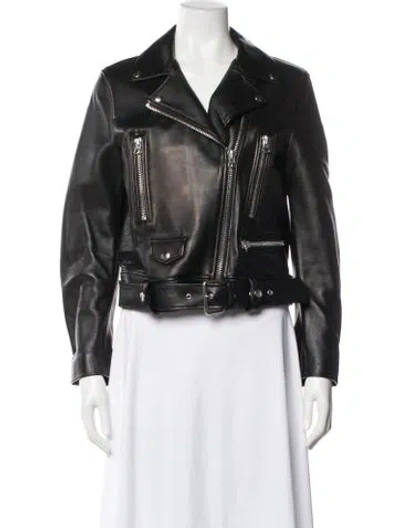 Pre-owned Acne Studios Lamb Leather Biker Jacket In Black