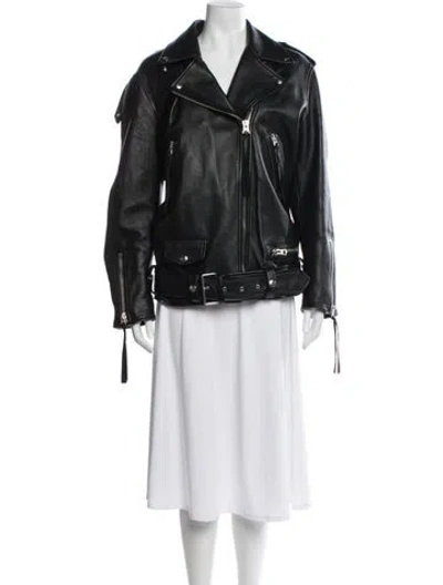 Pre-owned Acne Studios Lamb Leather Biker Jacket In Black