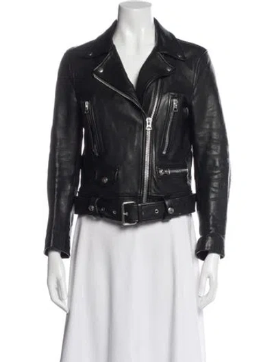 Pre-owned Acne Studios Lamb Leather Biker Jacket In Black
