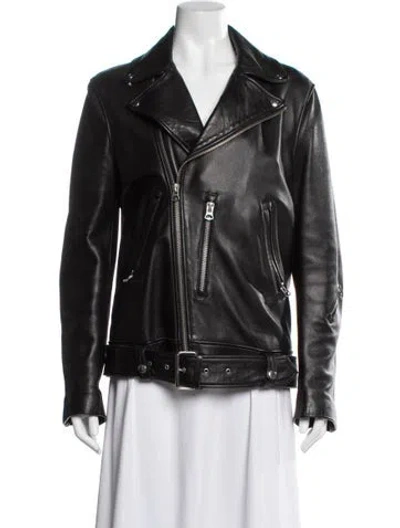 Pre-owned Acne Studios Lamb Leather Biker Jacket In Black