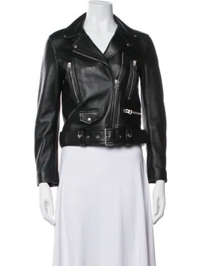 Pre-owned Acne Studios Lamb Leather Biker Jacket In Black