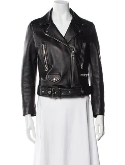 Pre-owned Acne Studios Lamb Leather Biker Jacket In Black
