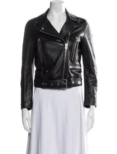 Pre-owned Acne Studios Lamb Leather Biker Jacket In Black
