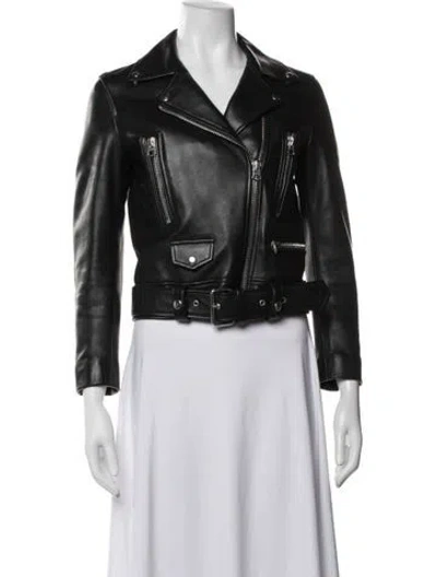 Pre-owned Acne Studios Lamb Leather Biker Jacket In Black