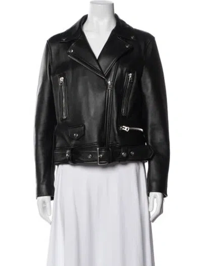 Pre-owned Acne Studios Lamb Leather Biker Jacket In Black