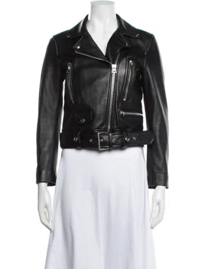 Pre-owned Acne Studios Lamb Leather Biker Jacket In Black