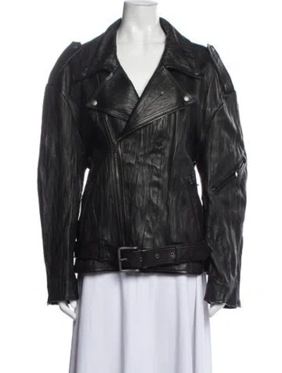 Pre-owned Acne Studios Lamb Leather Biker Jacket In Black