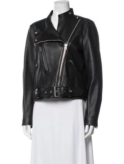 Pre-owned Acne Studios Lamb Leather Biker Jacket In Black