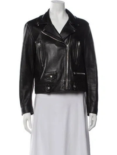 Pre-owned Acne Studios Lamb Leather Biker Jacket In Black