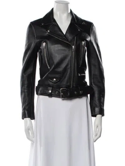 Pre-owned Acne Studios Lamb Leather Biker Jacket In Black