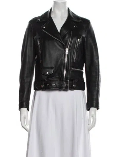 Pre-owned Acne Studios Lamb Leather Biker Jacket In Black