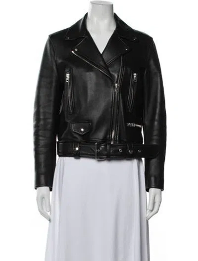 Pre-owned Acne Studios Lamb Leather Biker Jacket In Black