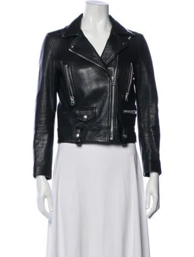 Pre-owned Acne Studios Lamb Leather Biker Jacket In Black