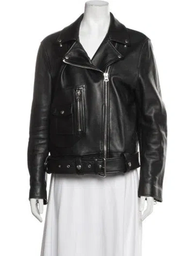 Pre-owned Acne Studios Lamb Leather Biker Jacket In Black