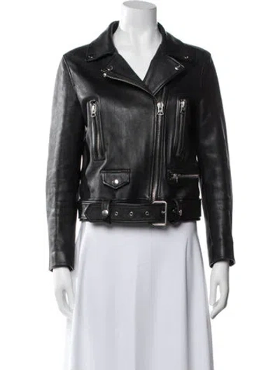 Pre-owned Acne Studios Lamb Leather Biker Jacket In Black
