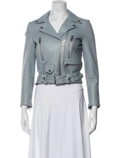 Pre-owned Acne Studios Lamb Leather Biker Jacket In Blue